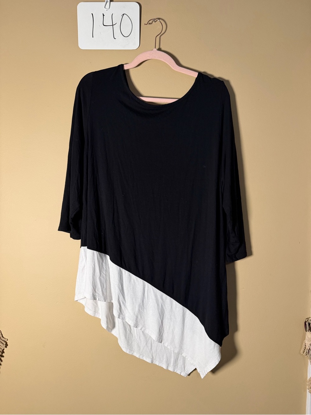 Asymmetrical Black & White Layered Tunic
